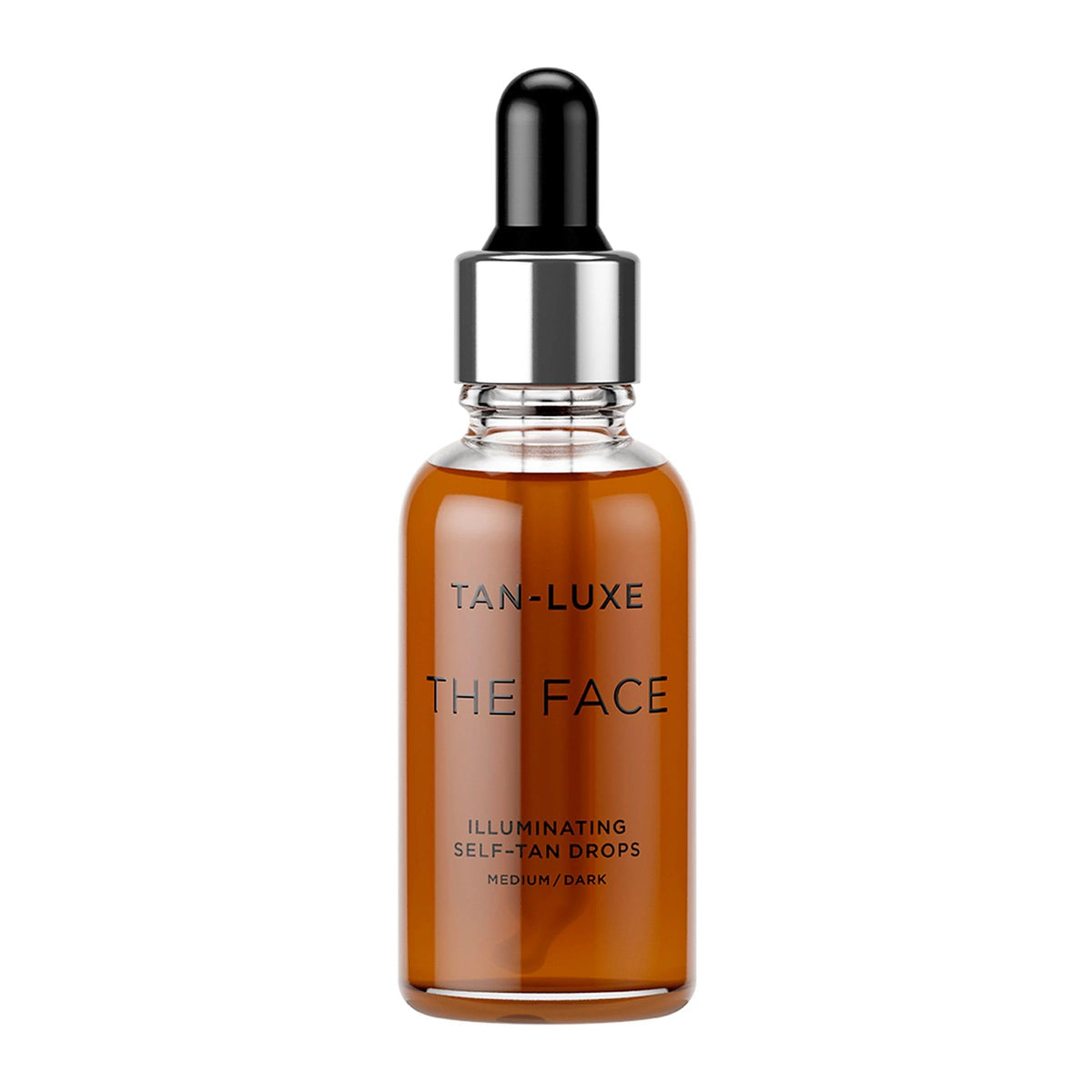 Tan-Luxe The Face bottle and dropper for a customizable radiant glow.