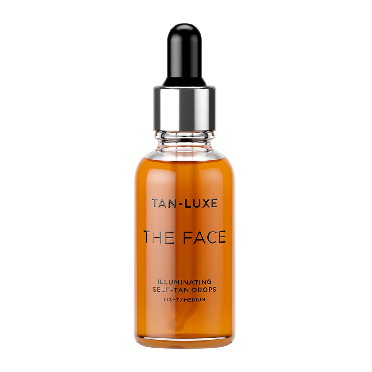 Tan-Luxe The Face bottle close-up highlighting a buildable glow.