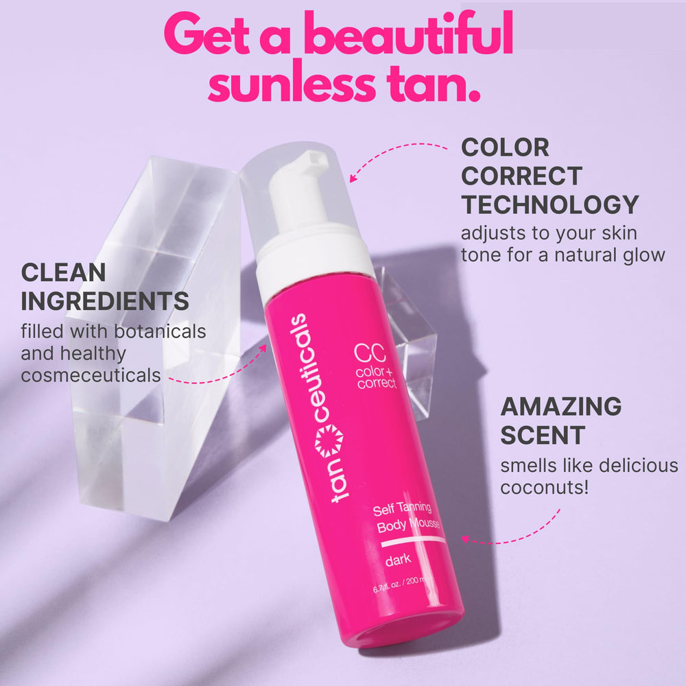 Tanceuticals CC Self Tanning Mousse application shows smooth streak-free tan in action.