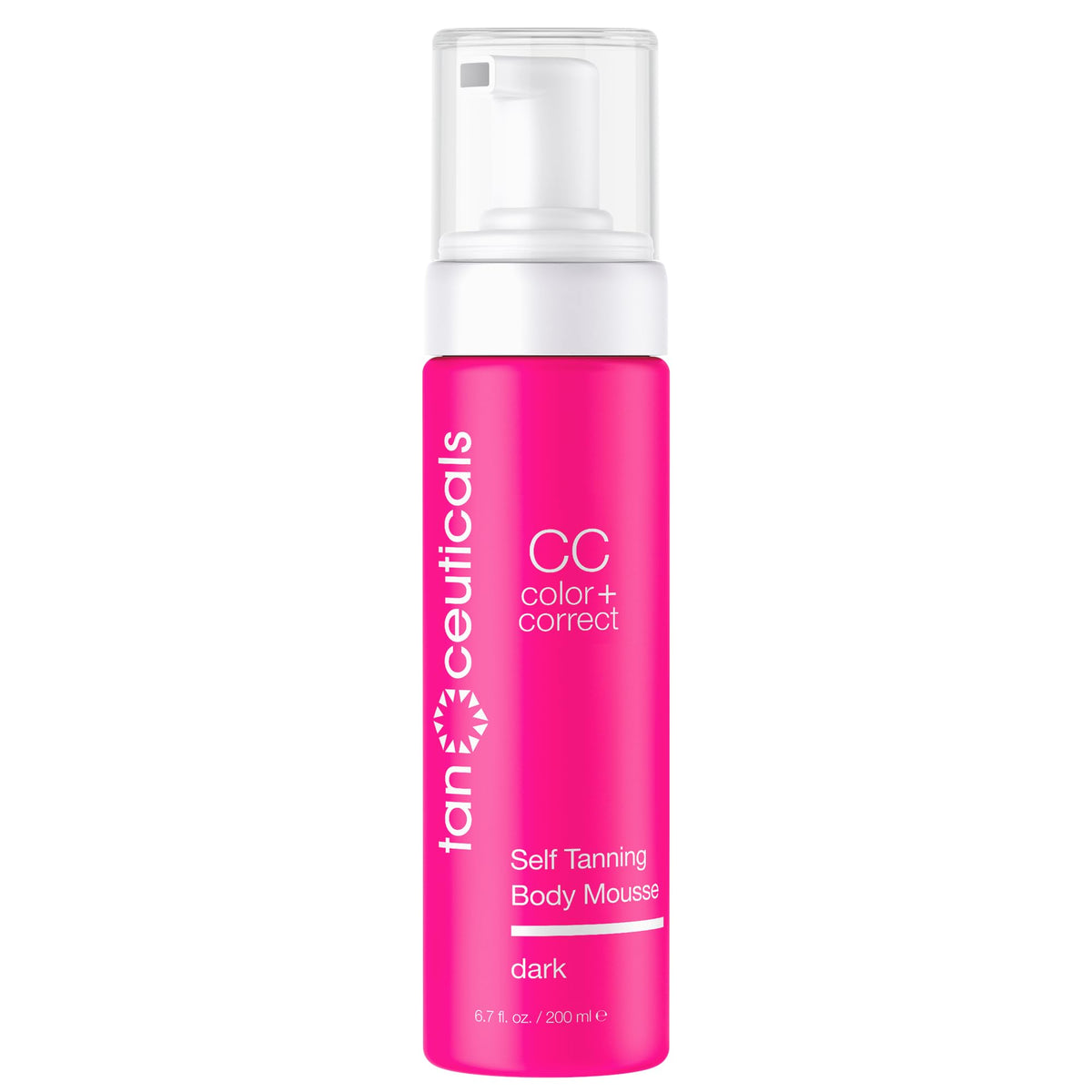 Tanceuticals CC Self Tanning Mousse Dark packaging highlights natural color correction benefits.