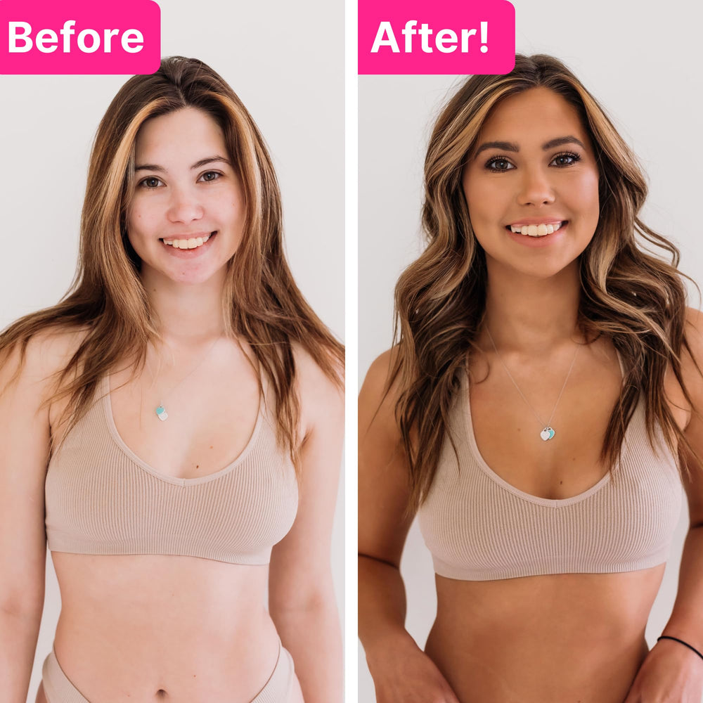 Tanceuticals Self Tanner Dark before/after illustrates natural, long-lasting tan results