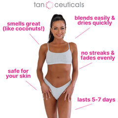 Tanceuticals Self Tanner Dark color swatches demonstrate buildable bronze for different tones