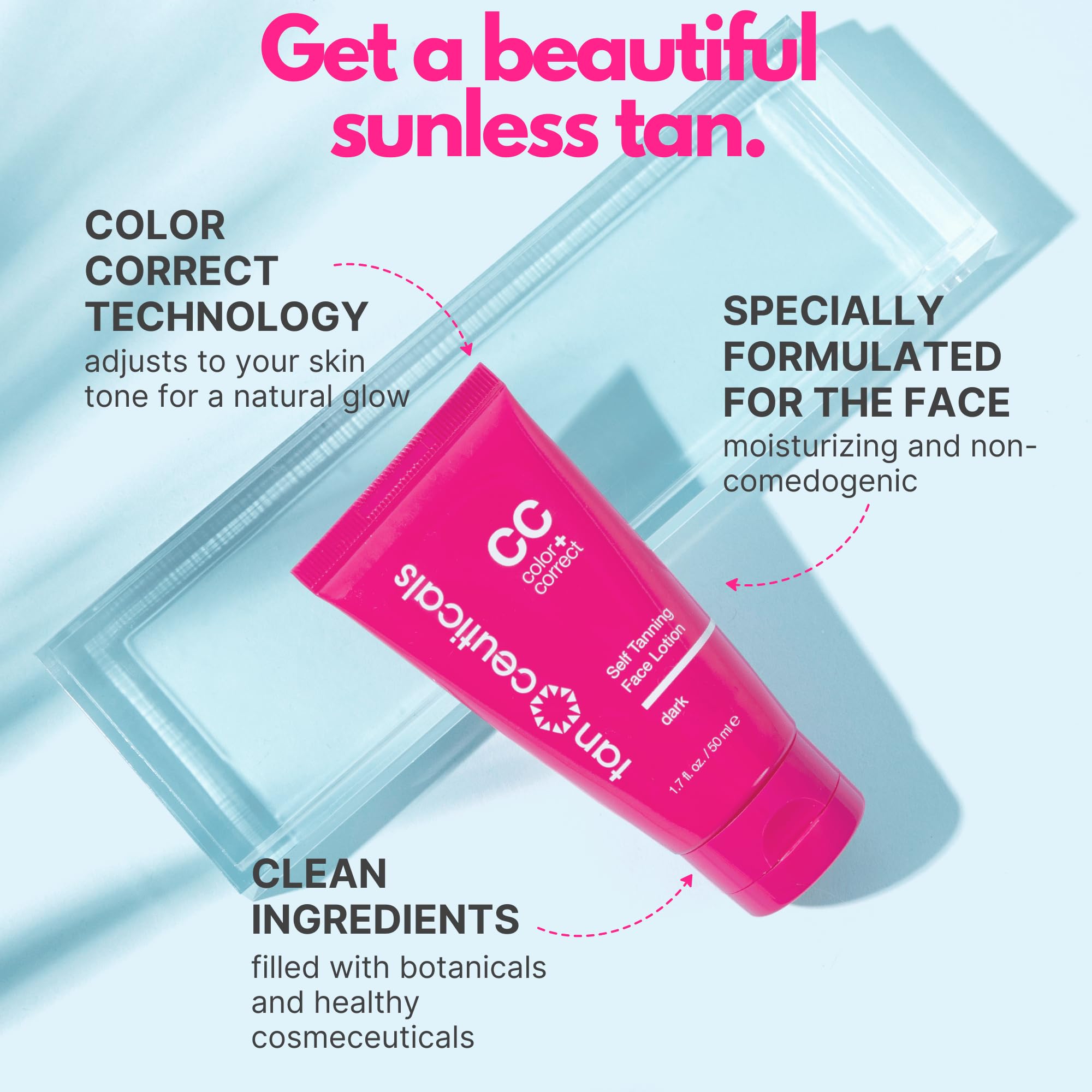 Tanceuticals Facial Self Tanner lotion texture—creamy and blendable for streak-free coverage