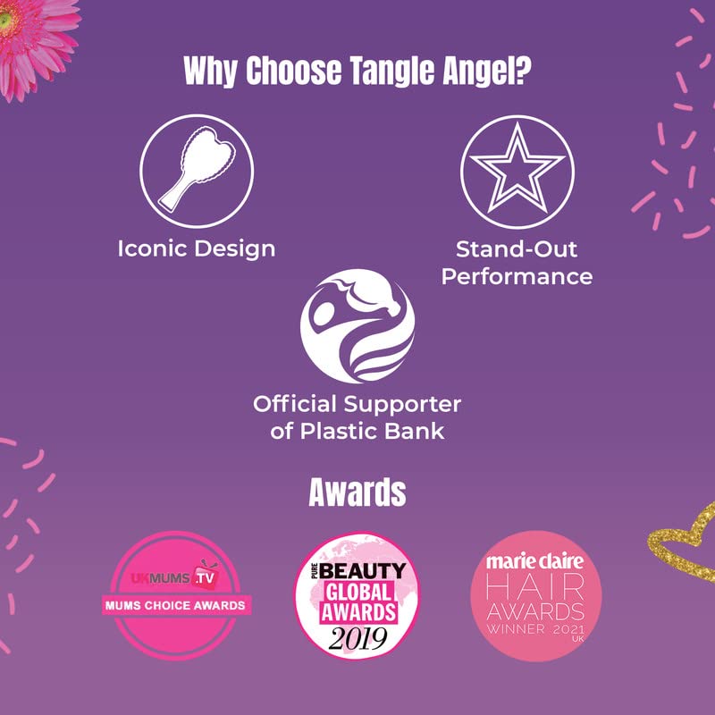 Tangle Angel blow-dry-friendly detangler smooths hair during drying with gentle glide.