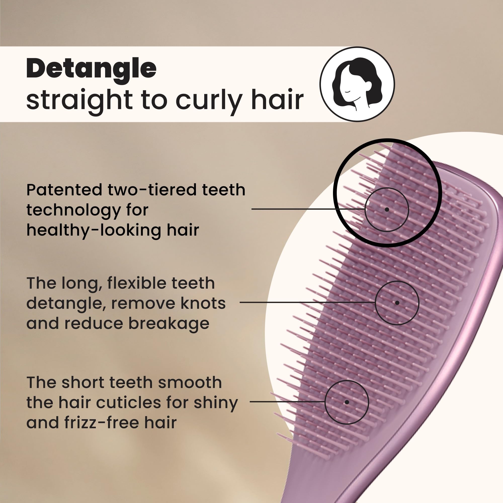 Tangle Teezer Chrome finish detangler in use highlights sleek chrome styling