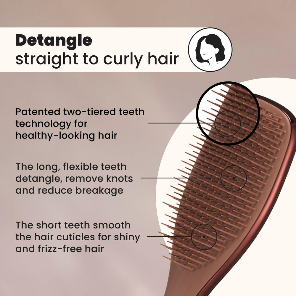Tangle Teezer Chrome Ultimate Detangler Brush used on dry hair to reduce tugging