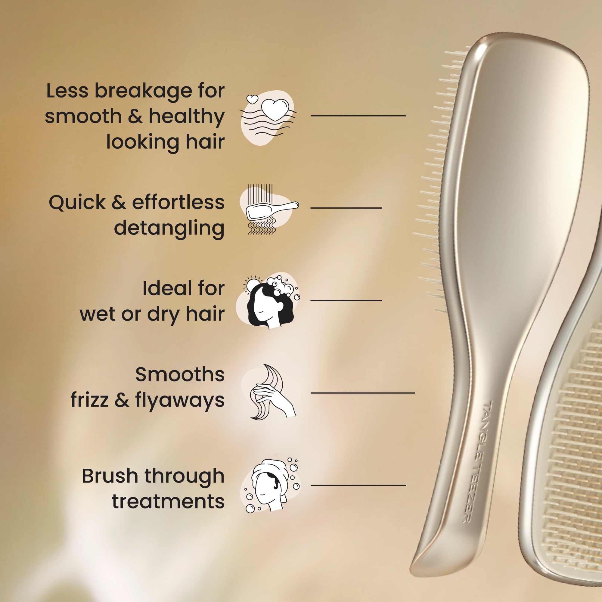 Tangle Teezer Chrome Ultimate Detangler demonstrates gentle detangling with minimal tugging.