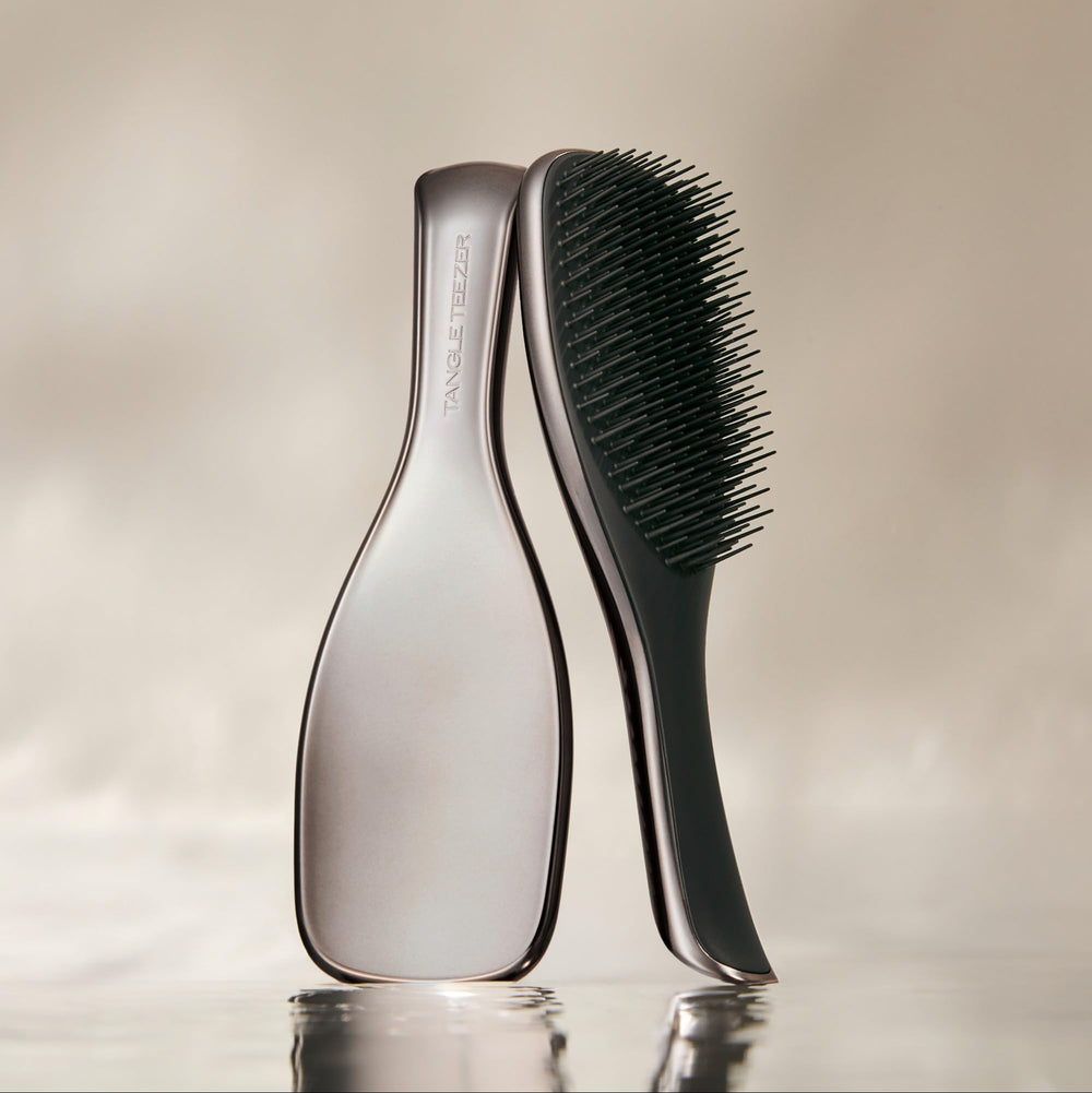 Tangle Teezer Chrome Ultimate Detangler long-teeth close-up for knot removal