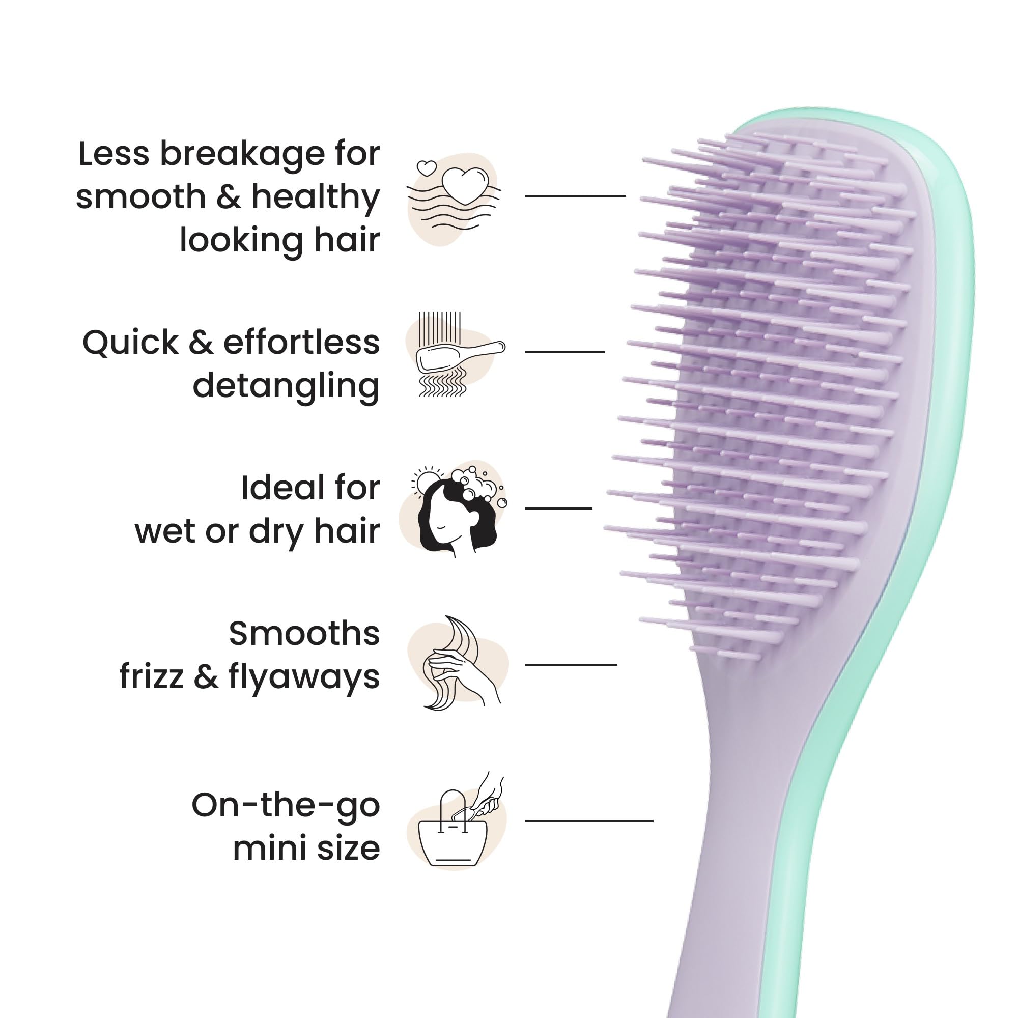Tangle Teezer compact travel brush fits purse or gym bag.