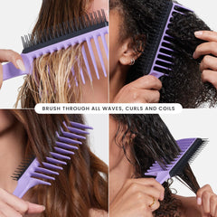 Tangle Teezer curly hair detangling teeth lilac with flexible two-tier teeth
