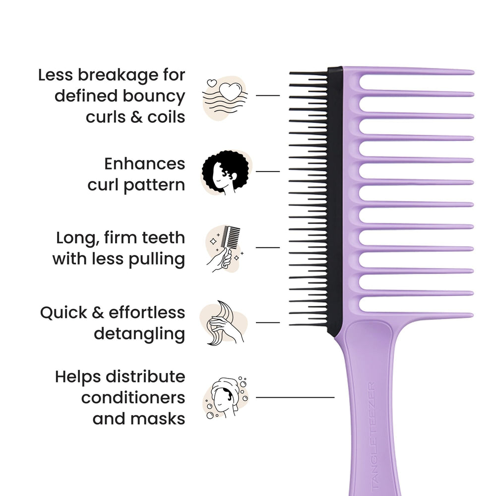 Tangle Teezer ergonomic handle wide comb lilac, comfortable grip for detangling