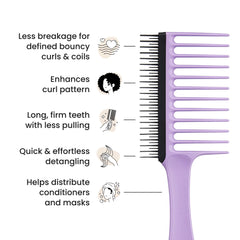 Tangle Teezer ergonomic handle wide comb lilac, comfortable grip for detangling