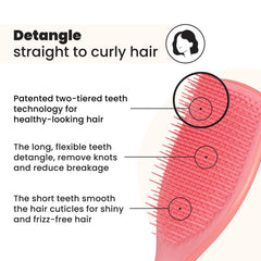 Tangle Teezer Large Ultimate Detangler Hairbrush two-tier teeth close-up show knot removal.