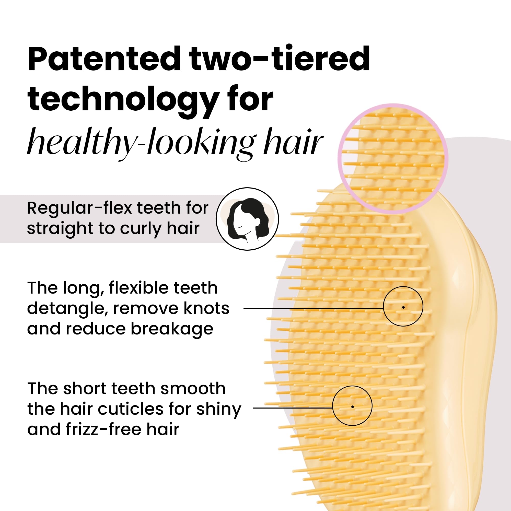 Tangle Teezer Original Detangler buttercup-yellow handheld use aids quick, painless detangling for kids.