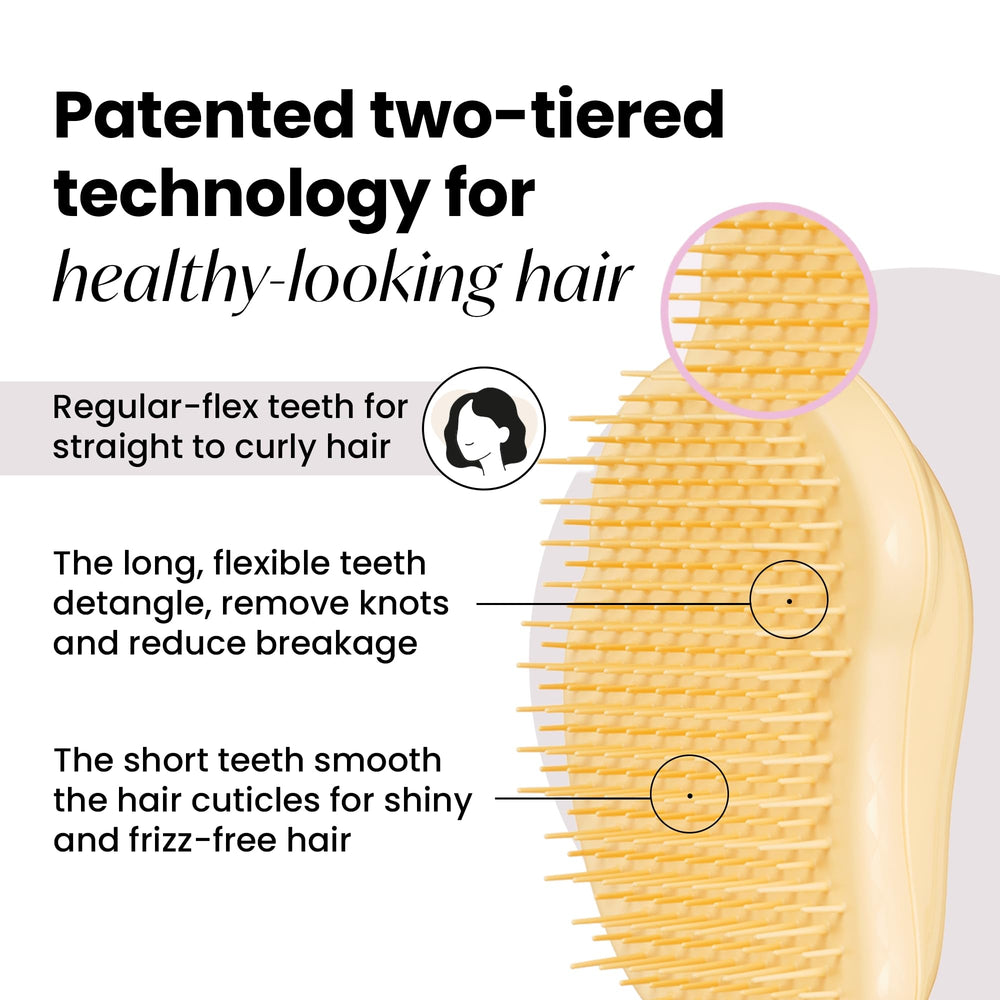 Tangle Teezer Original Detangler buttercup-yellow handheld use aids quick, painless detangling for kids.