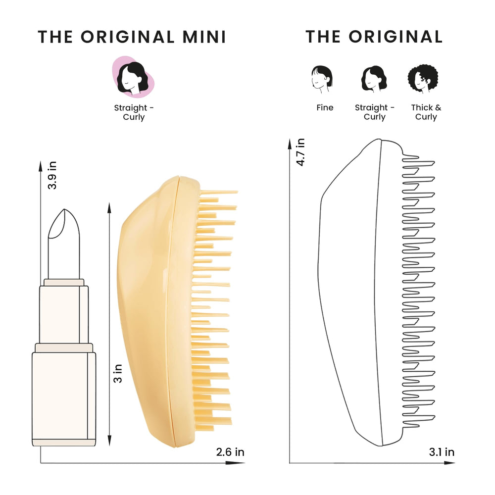 Tangle Teezer Original Detangler buttercup-yellow packaging-friendly design stays neat in bags.