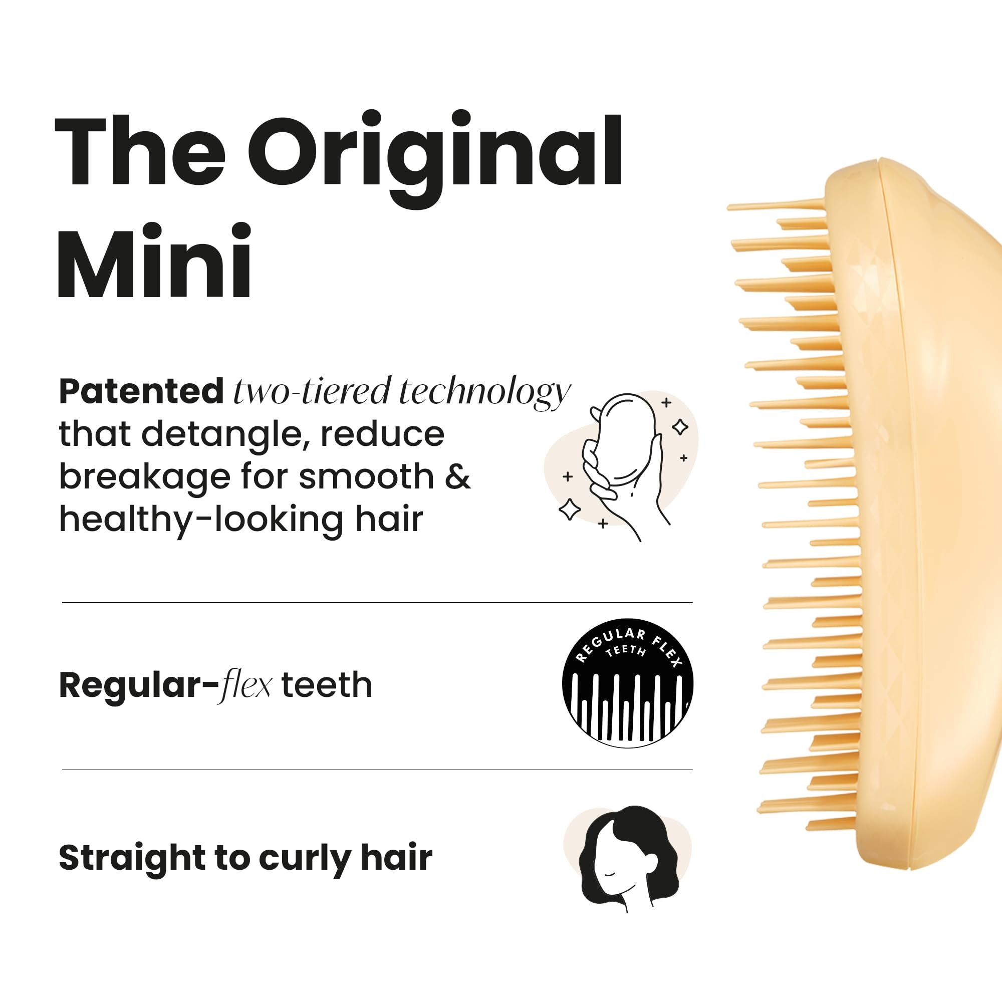 Tangle Teezer Original Detangler buttercup-yellow glossy-hair result after use.