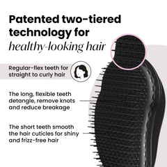 Tangle Teezer Panther Black wet-hair use shows gentle glide during shower routine