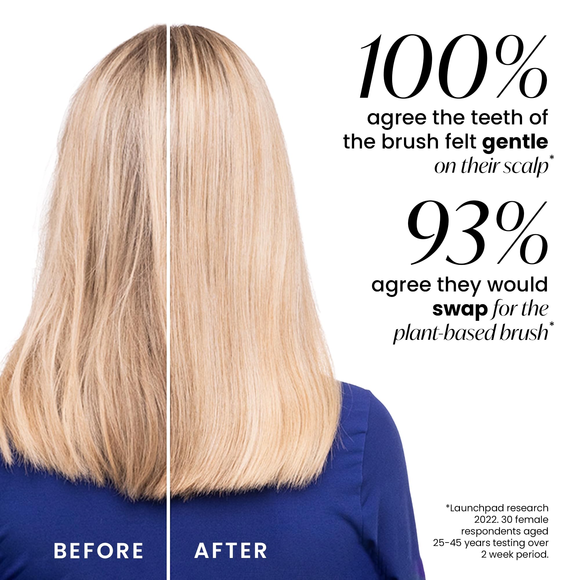 Tangle Teezer plant-based detangler brush close-up teeth showing two-tiered detangling technology.