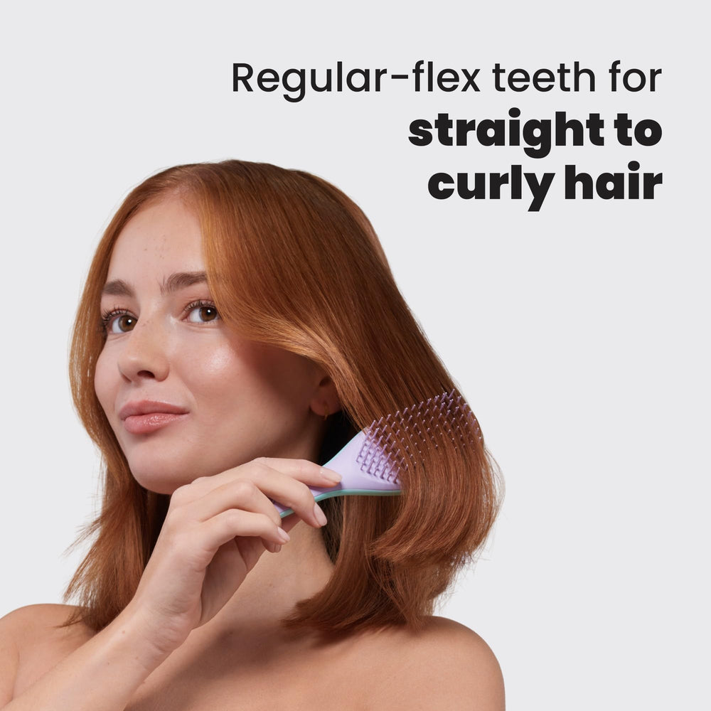 Tangle Teezer soft-teeth detangler gentle on wet or dry hair.