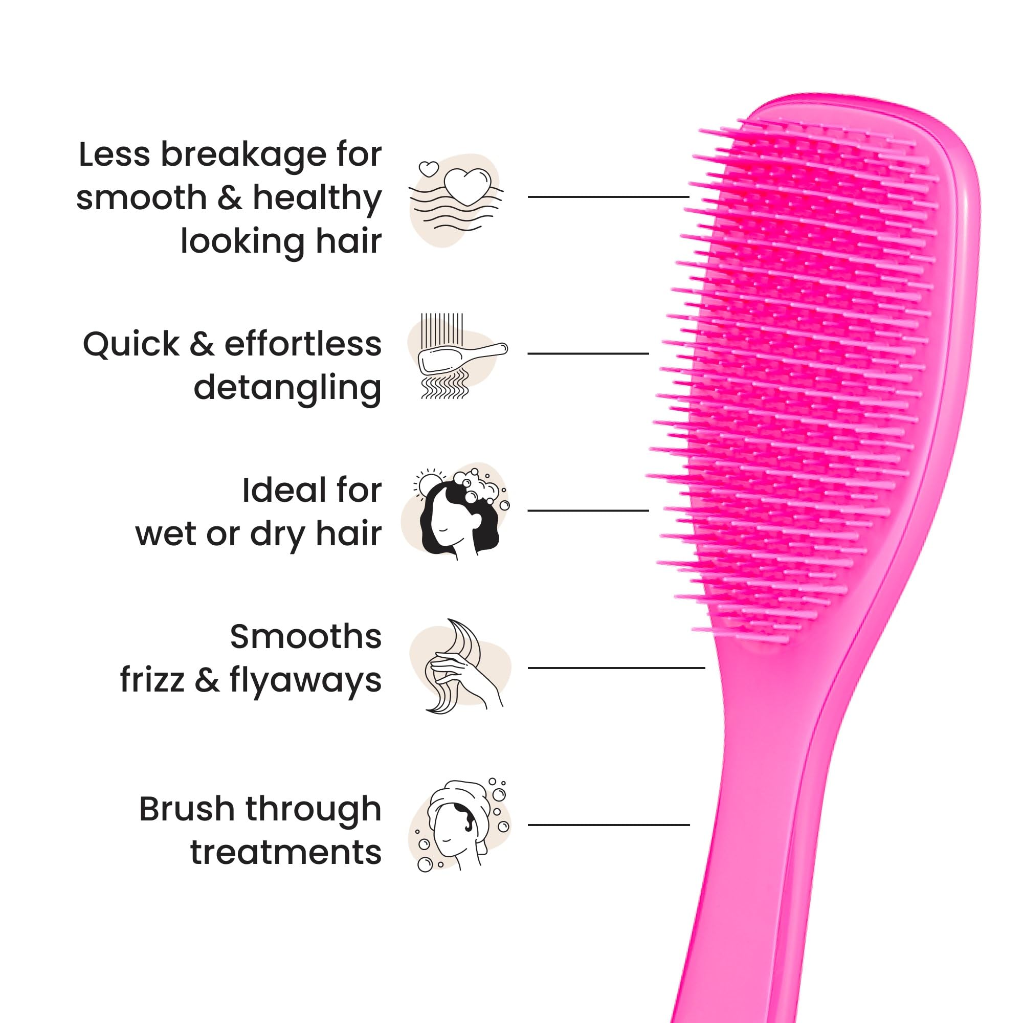 Soft teeth of Tangle Teezer detangling action on tangled hair