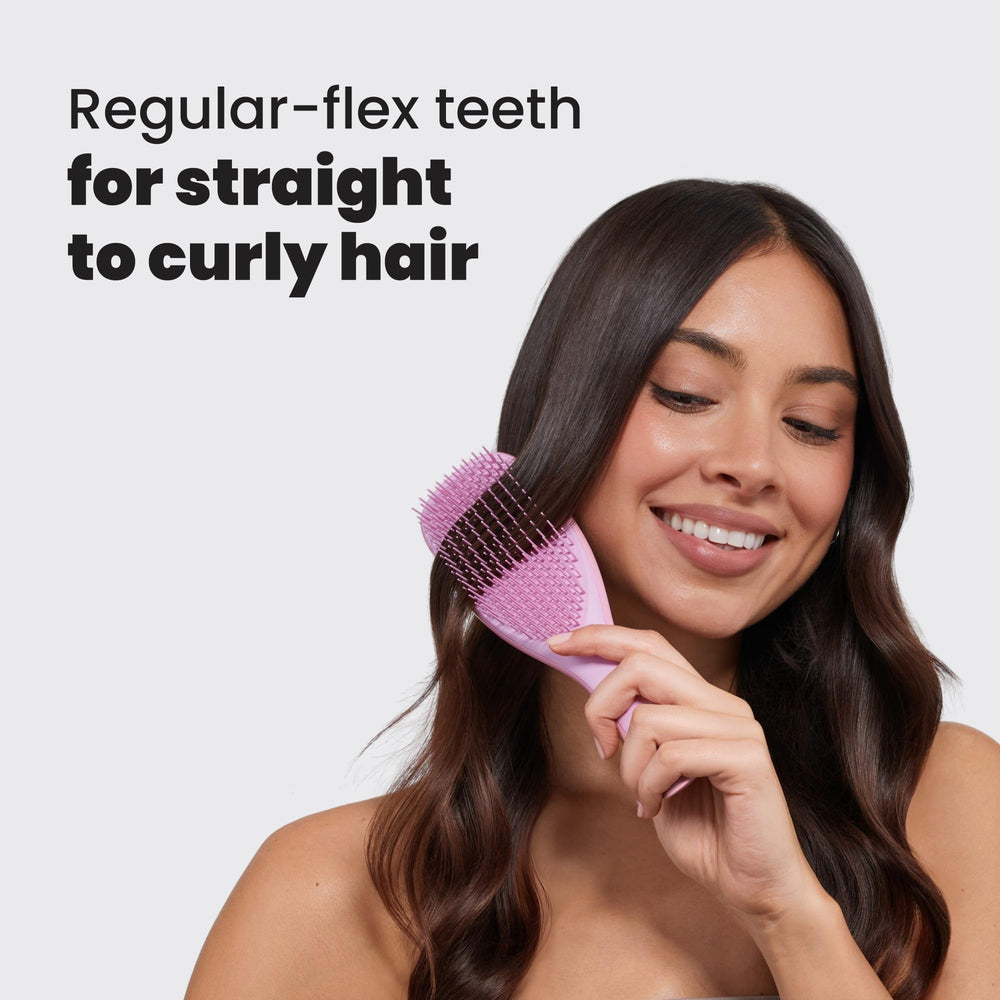 Tangle Teezer soft teeth design aids gentle detangling for all hair types.