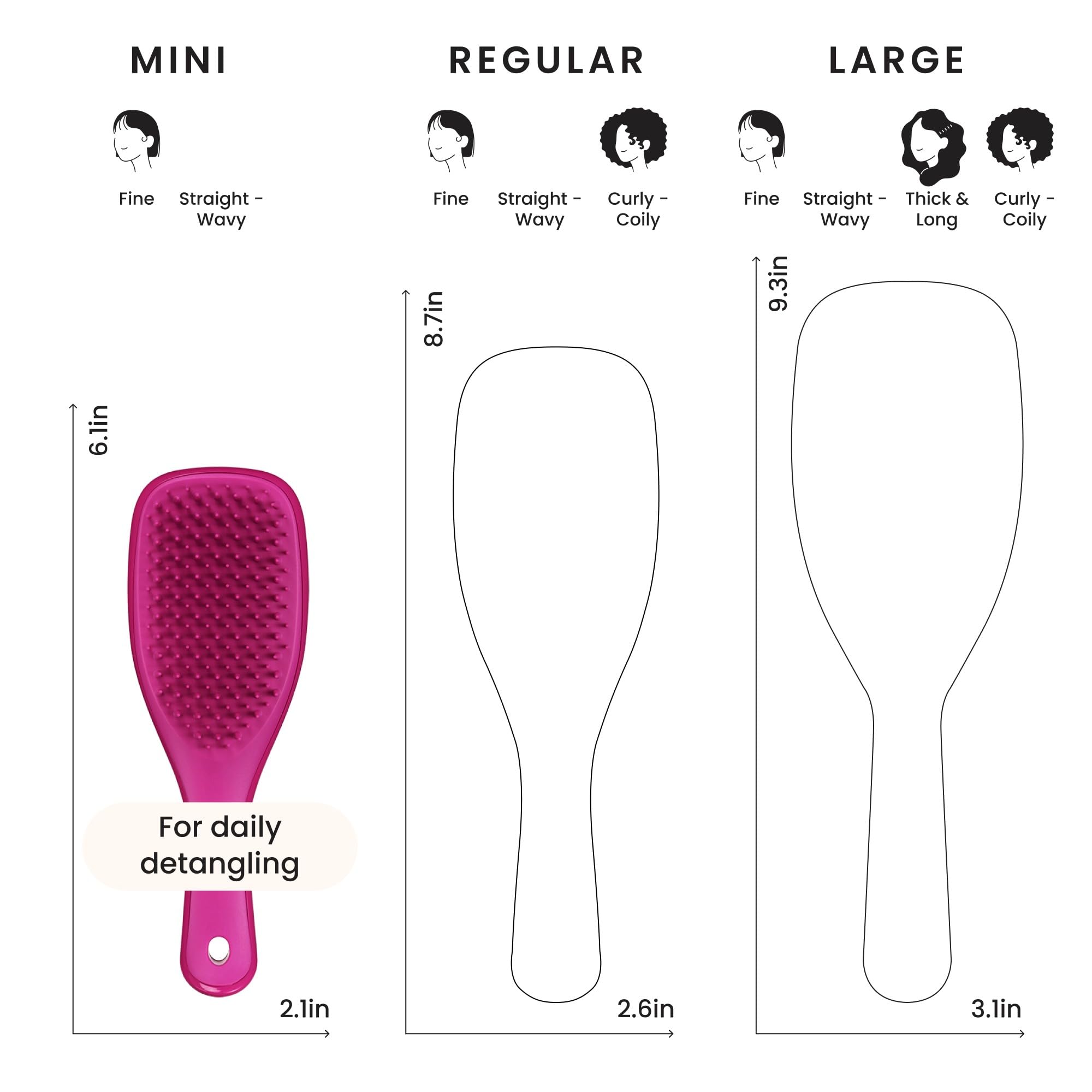 All hair types handled by Tangle Teezer Ultimate Detangler for versatile use
