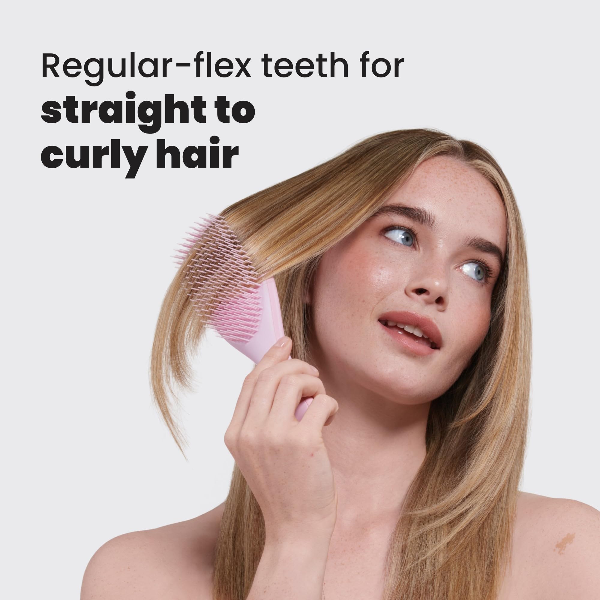 Millennial Pink Tangle Teezer Detangler Brush in shower scene distributes conditioner evenly