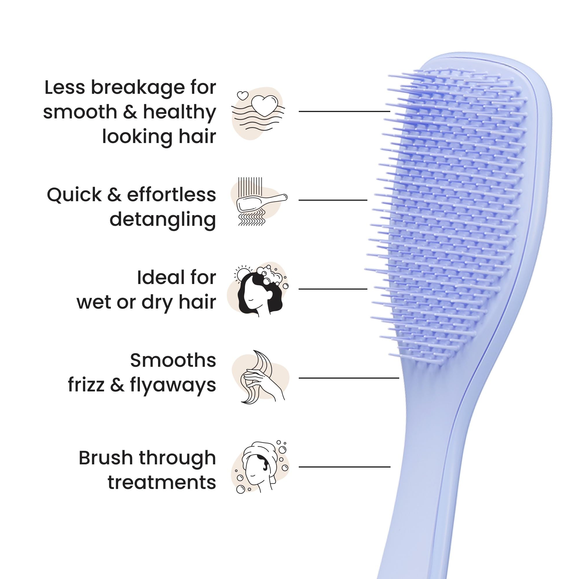 Tangle Teezer Ultimate Detangler Brush features two-tiered teeth for detangling and smoothing in one pass.