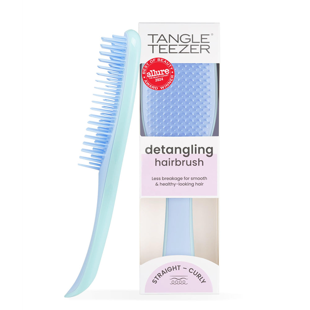 Tangle Teezer Ultimate Detangler Denim Blues back view shows knot-free detangling