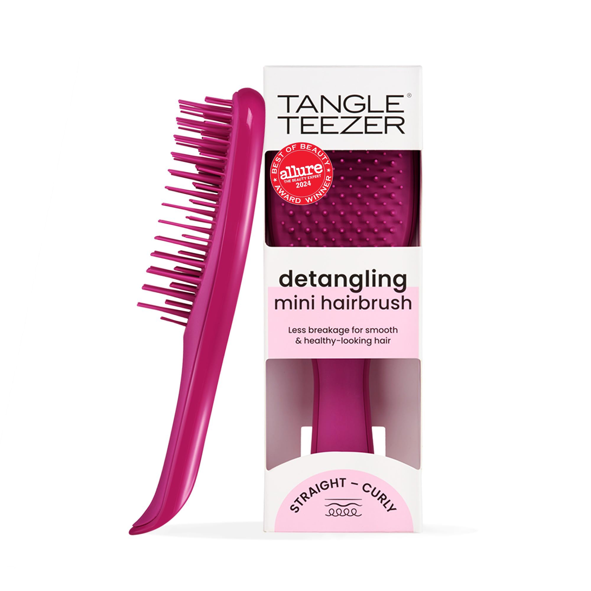 Tangle Teezer Ultimate Detangler electric raspberry front view improves knot-free styling
