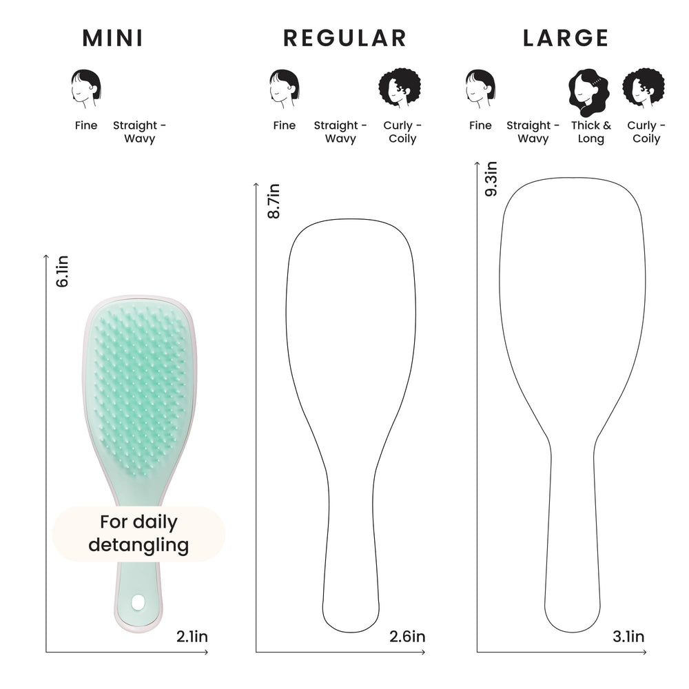 Tangle Teezer Ultimate Detangler kid-friendly grip shown for small hands detangling.