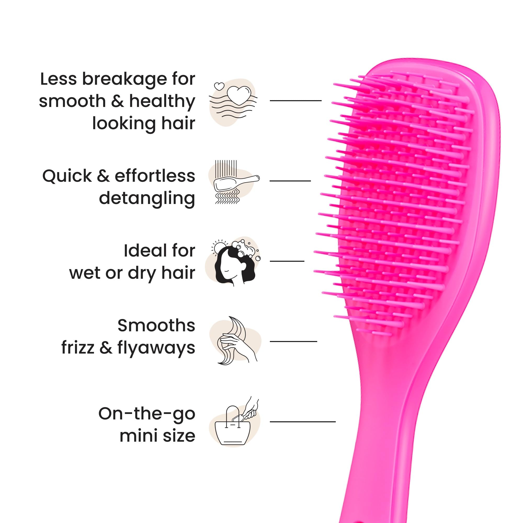 Person detangling wet hair with the Tangle Teezer to reduce tugging.