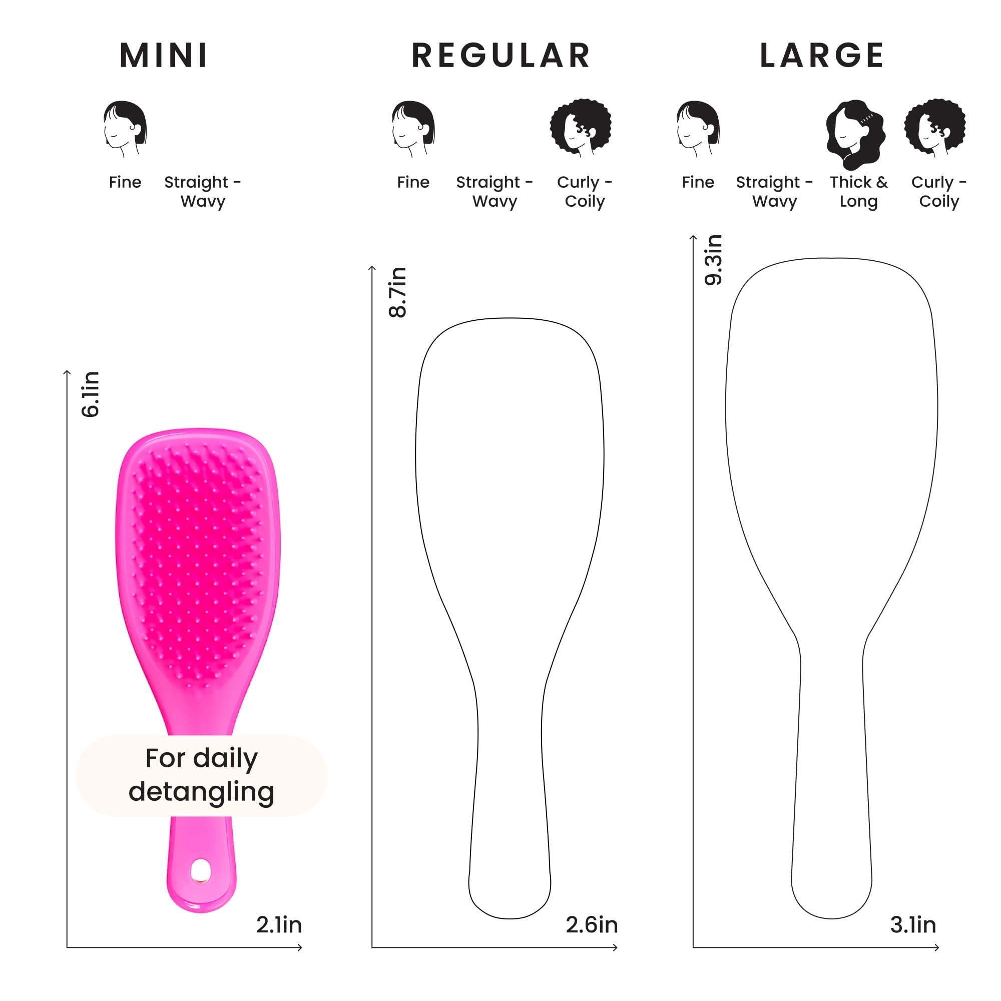 Regular-flex teeth glide smoothly through hair with Tangle Teezer detangler.