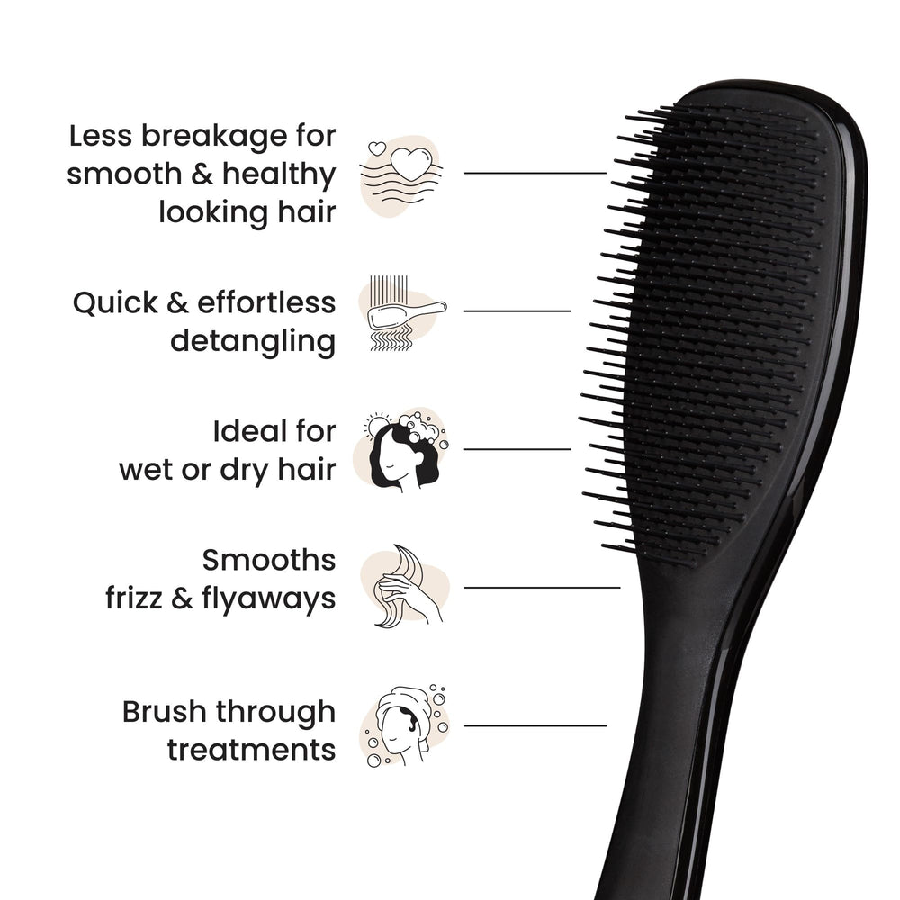 Tangle Teezer Ultimate Detangler smooths strands for a frizz-free finish.