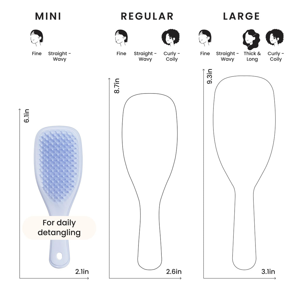 Soft teeth on the brush help reduce frizz and smooth strands.