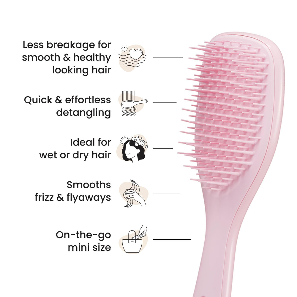 Tangle Teezer Ultimate Detangler two-tiered teeth detail highlights knot detangling and smoothing action