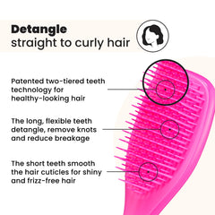 Close-up of two-tiered teeth technology on Tangle Teezer for knot removal.
