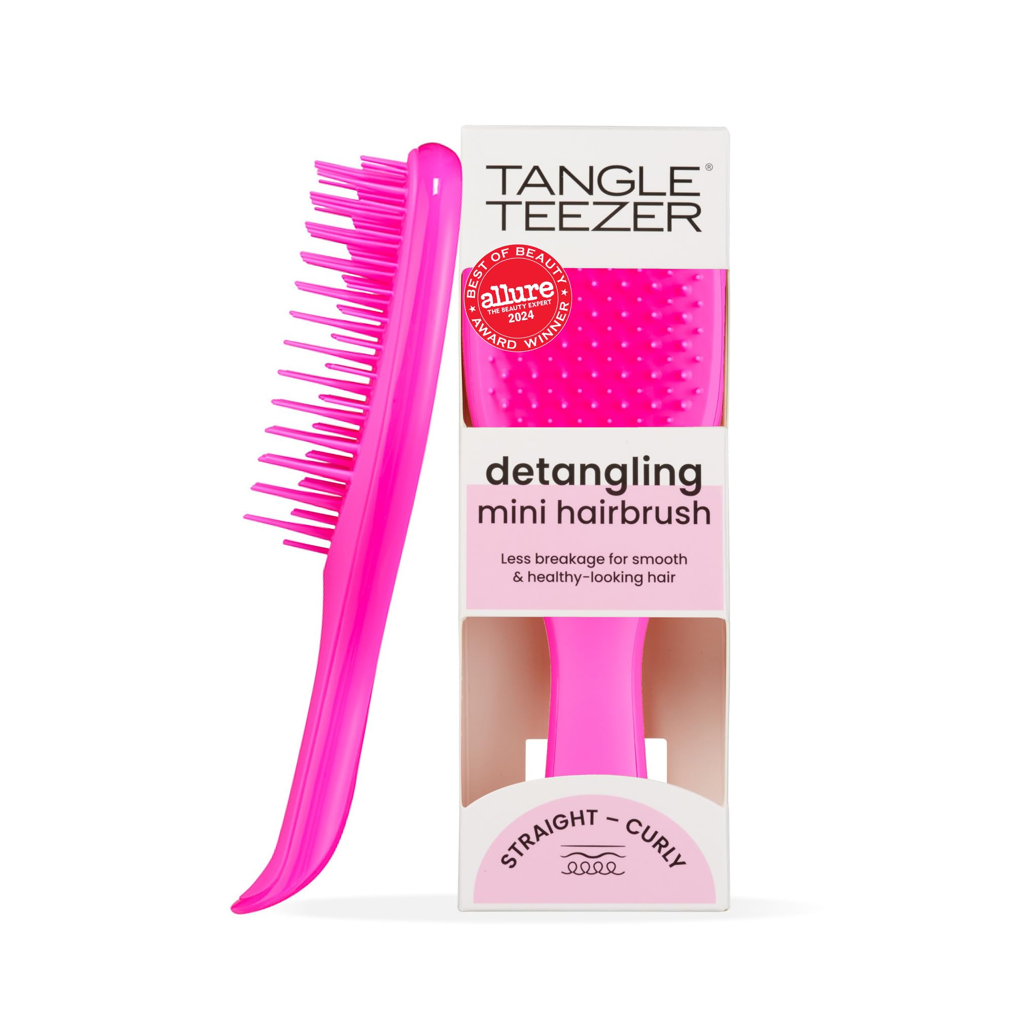 Tangle Teezer Ultimate Detangler travel mini pink brush for on-the-go detangling.