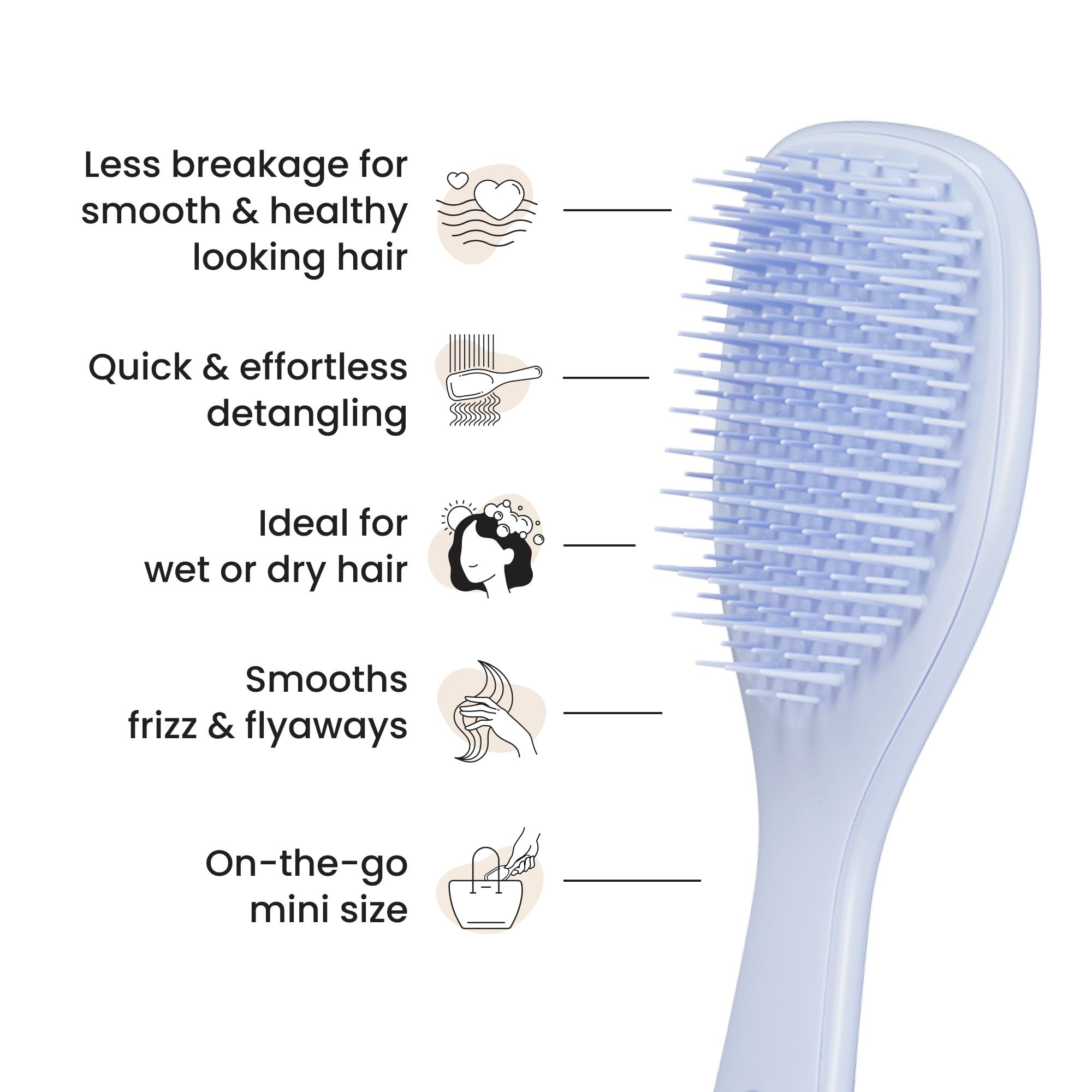 Tangle Teezer Ultimate Detangler travel-size fits easily in a purse.