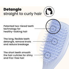 Tangle Teezer Ultimate Detangler two-tier teeth design demonstrates gentle detangling and smoothing.