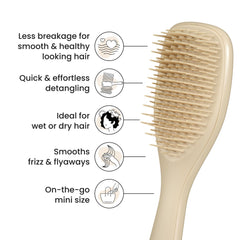 Tangle Teezer Ultimate Detangler wet-to-dry use demonstrates versatile detangling on damp and dry hair