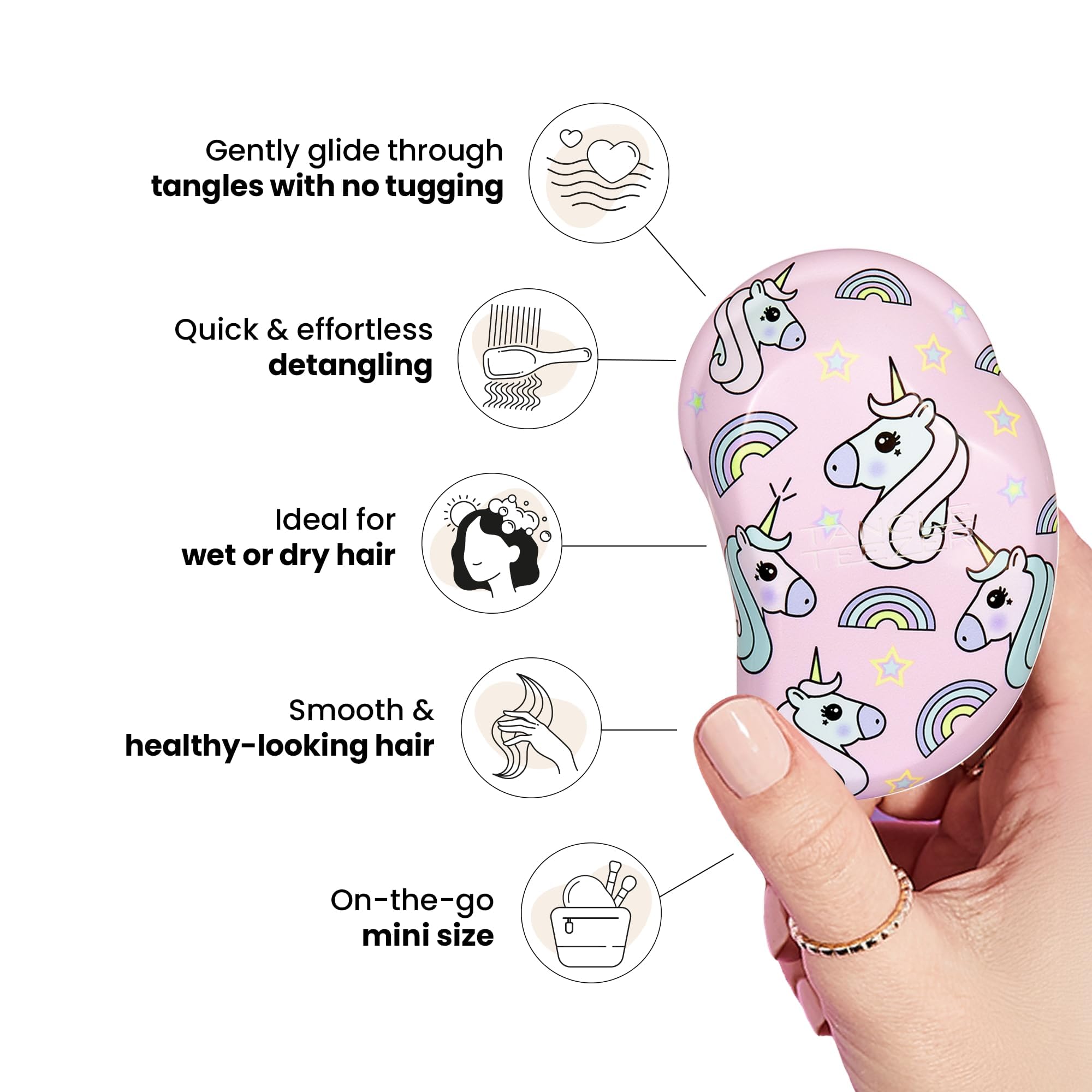 Tangle Teezer Original Detangler on dry hair for smoothness