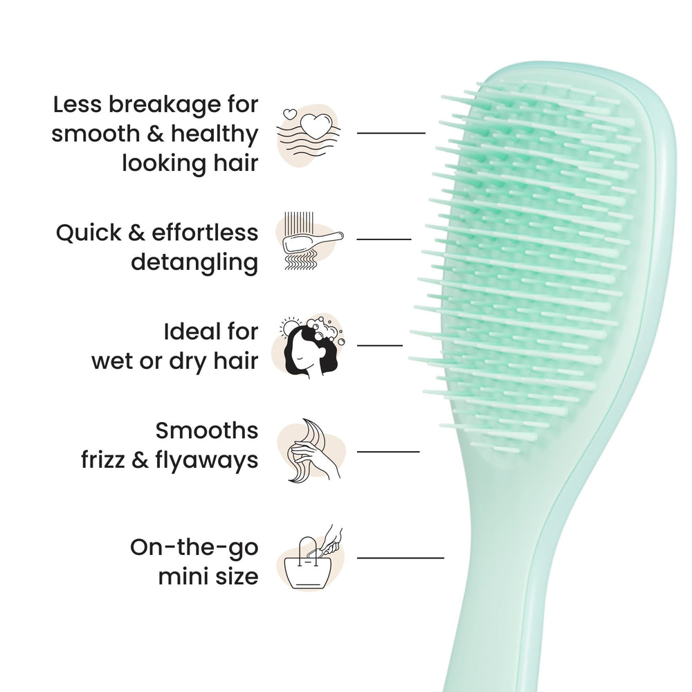 Tangle Teezer soft-flex teeth graphic illustrating reduced breakage on delicate hair