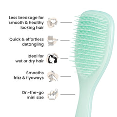 Tangle Teezer soft-flex teeth graphic illustrating reduced breakage on delicate hair