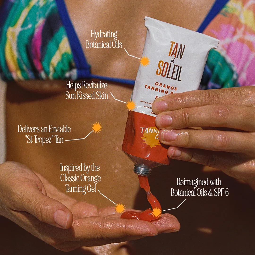 Tanning Club Tan De Soleil Orange Gel SPF 6 label.