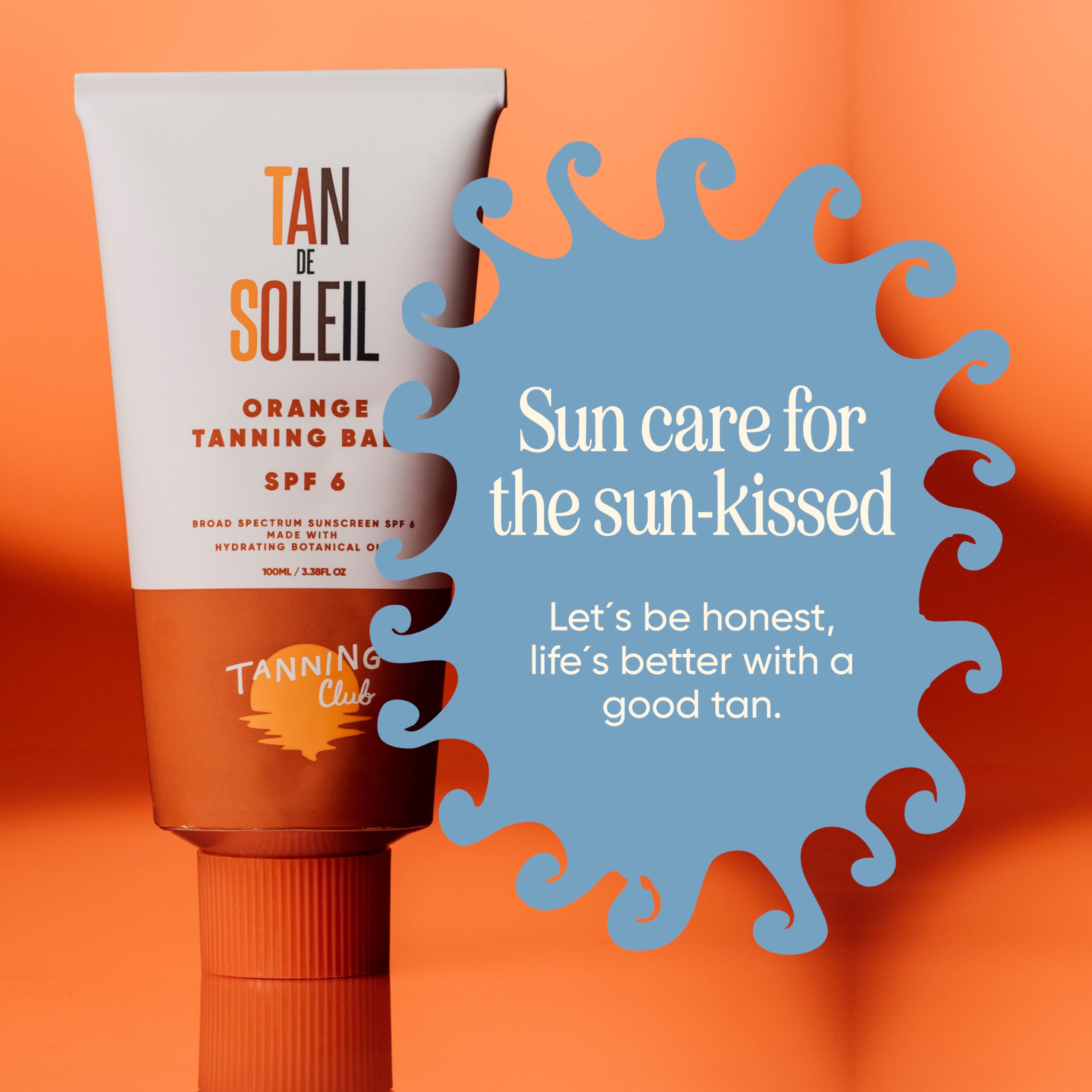 Tanning Club Tan De Soleil Orange Gel on sunlit skin for natural-looking glow.