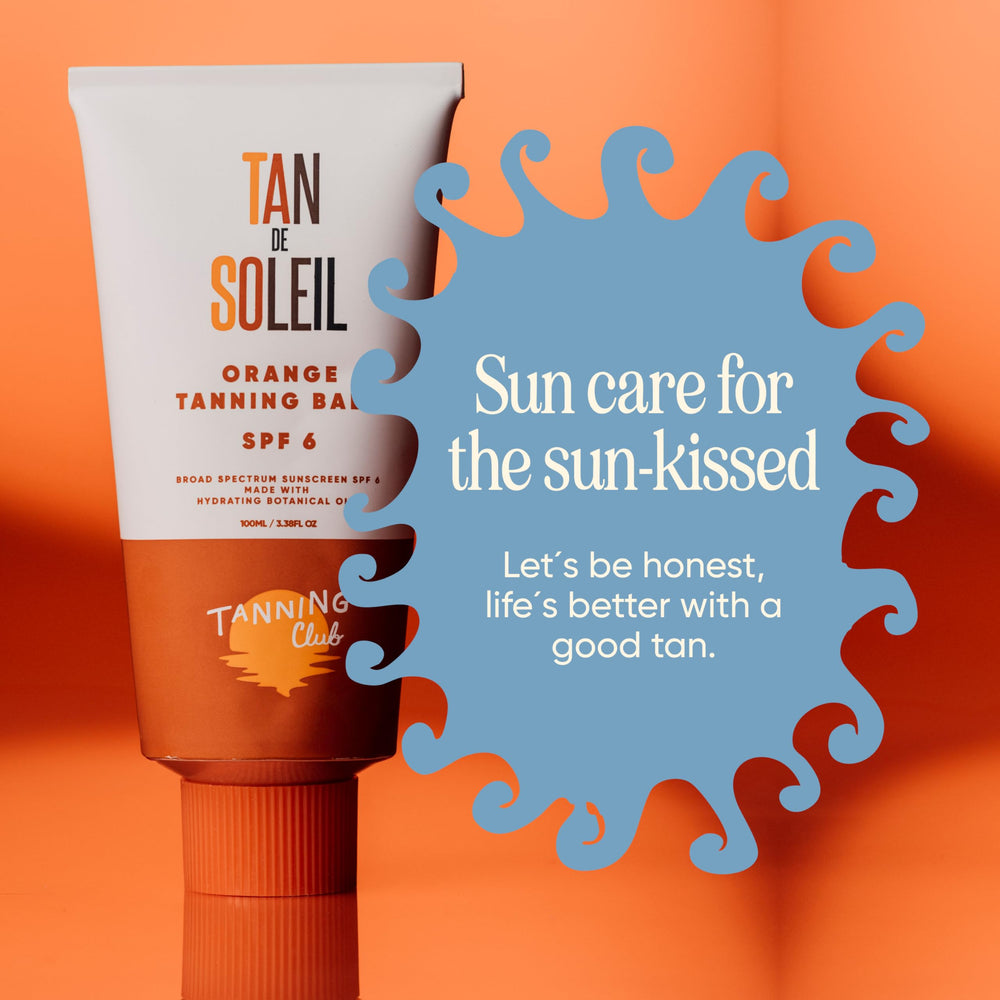 Tanning Club Tan De Soleil Orange Gel on sunlit skin for natural-looking glow.