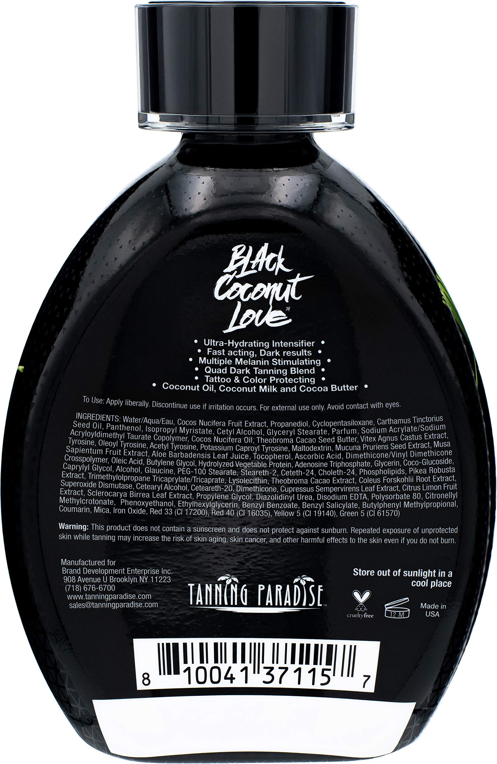 Tanning Paradise tattoo-protecting formula texture shows color retention and skin hydration.