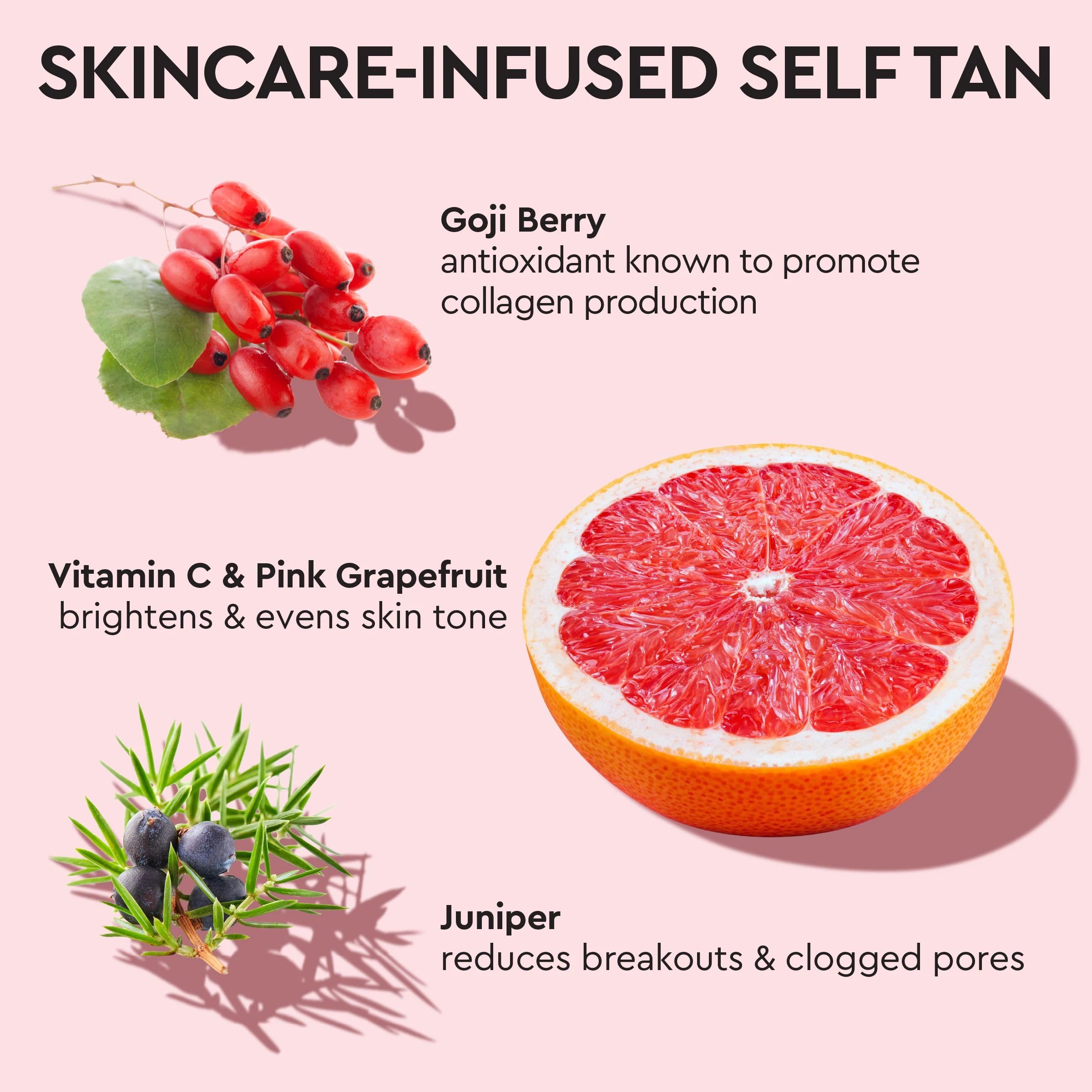Tanologist Face and body spray demonstrates versatile usage for facial glow and body bronze.